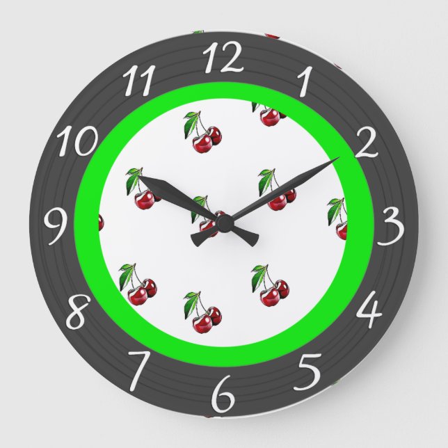 Retro Style Cherries Kitchen Clock (Front)