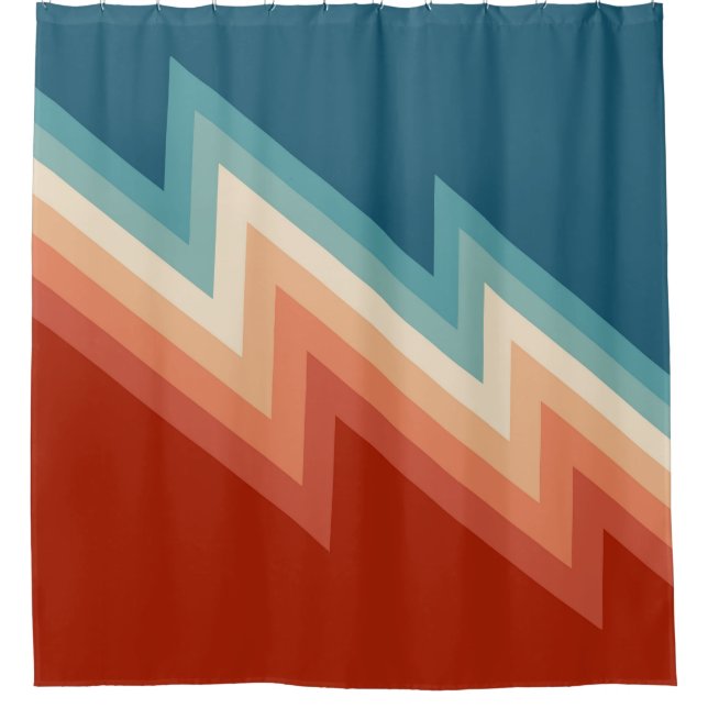 Retro style chevron pattern shower curtain (Front)