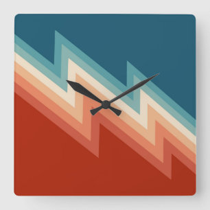 Retro style chevron pattern square wall clock