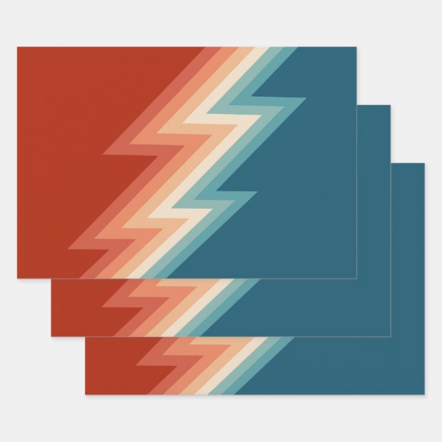 Retro style chevron pattern wrapping paper sheet (Set)