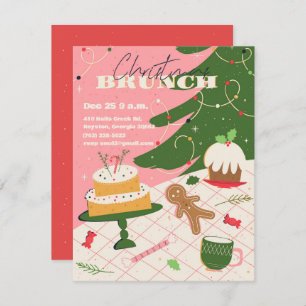 retro-style Christmas brunch invitations. Invitation
