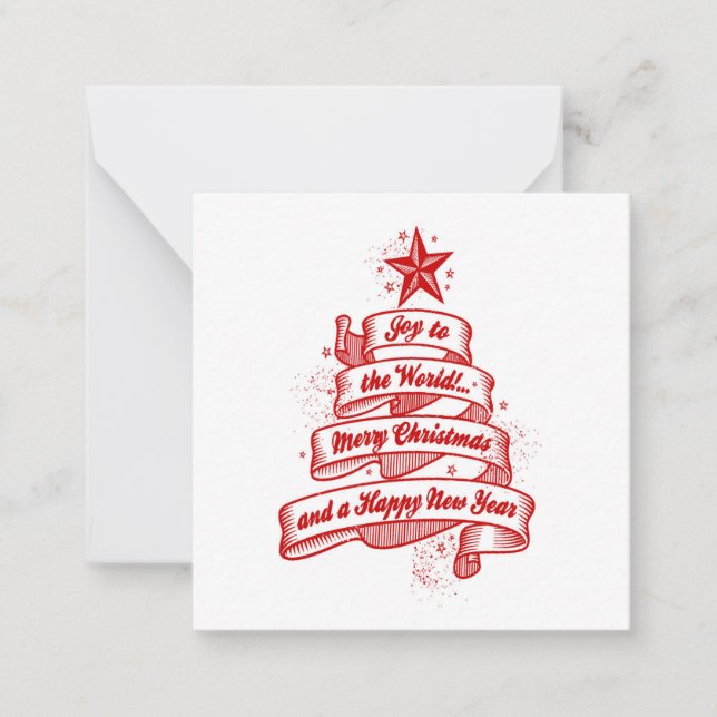 Retro Style Christmas Holiday Joy Red White Custom Card (Front)
