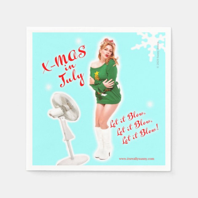 Retro Style Christmas in July beverage napkins. Napkin (Front)