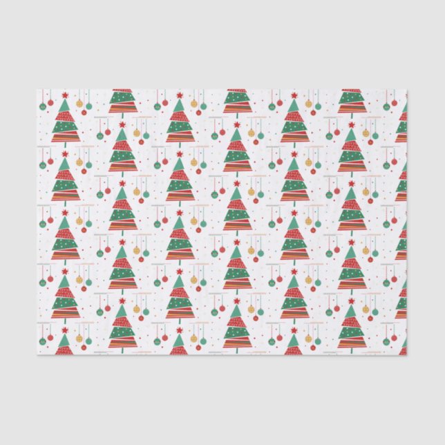 Retro Style Christmas Tree Tissue Paper (Front)