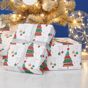 Retro Style Christmas Tree Wrapping Paper