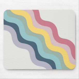 Retro style colourful diagonal waves design mouse mat