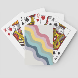 Retro style colourful diagonal waves design playing cards