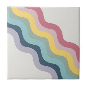 Retro style colourful diagonal waves design tile