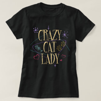 Retro Style Crazy Cat Lady Dark T-Shirt