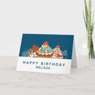 Retro Style Cupcakes Sweet Dessert Birthday Card