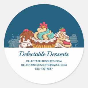 Retro Style Cupcakes Sweet Dessert Business Classic Round Sticker