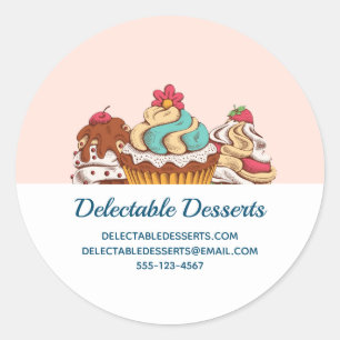 Retro Style Cupcakes Sweet Dessert Business Classic Round Sticker