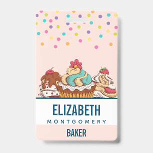 Retro Style Cupcakes Sweet Dessert ID Badge