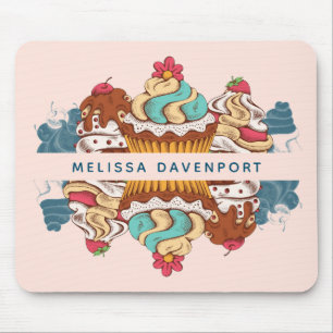 Retro Style Cupcakes Sweet Dessert Mouse Mat
