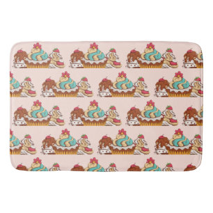 Retro Style Cupcakes Sweet Dessert Pattern Bath Mat