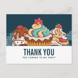 Retro Style Cupcakes Sweet Dessert Thank You Postcard