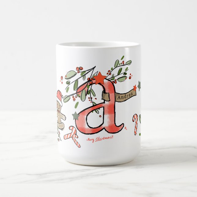 Retro Style Cute Christmas Monogram A With Name Coffee Mug (Center)