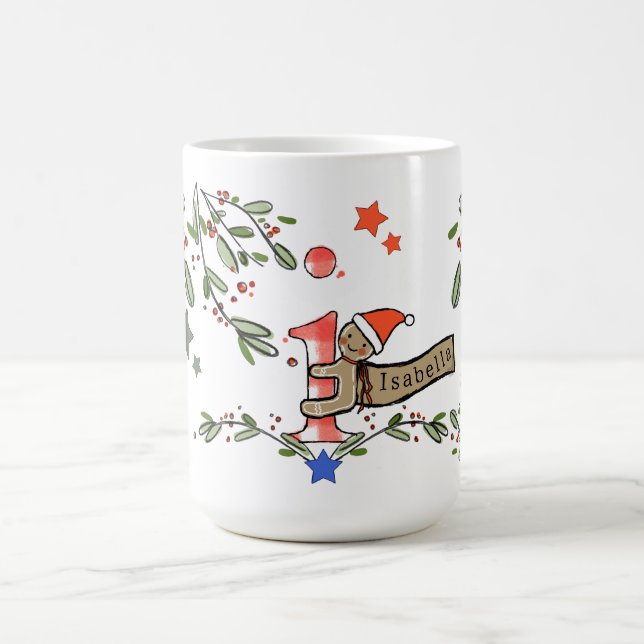 Retro Style Cute Christmas Monogram I With Name Coffee Mug (Center)