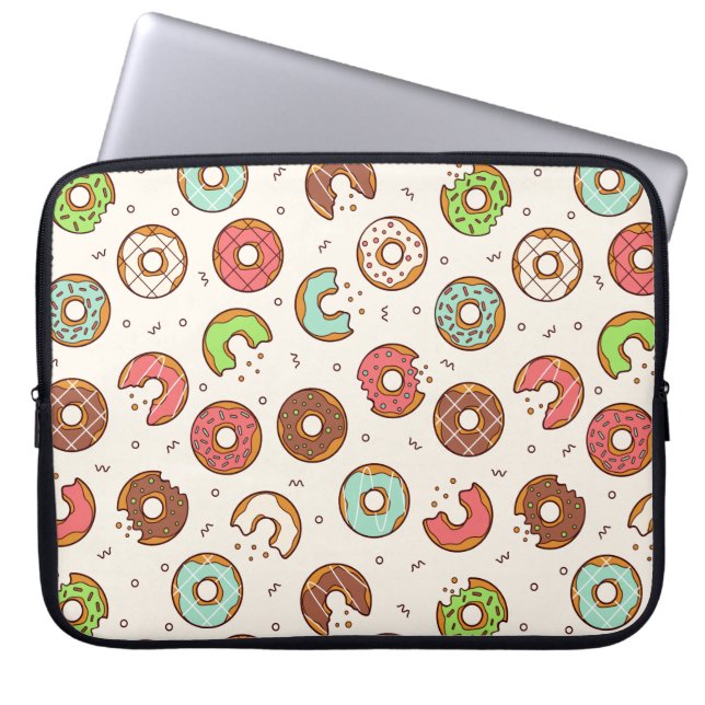 Retro Style Cute Colorful Donut Pattern Laptop Sleeve (Front)