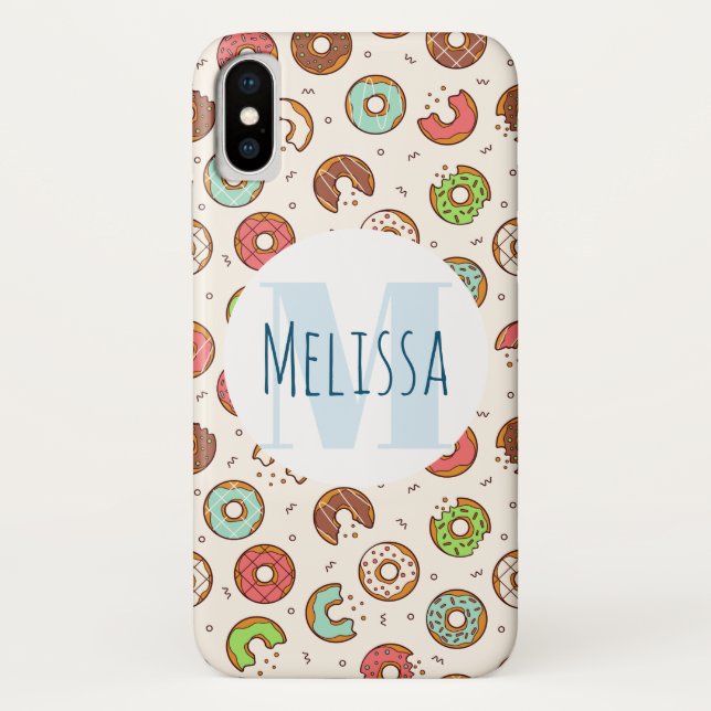 Retro Style Cute Colourful Doughnut Pattern Monogr Case-Mate iPhone Case (Back)