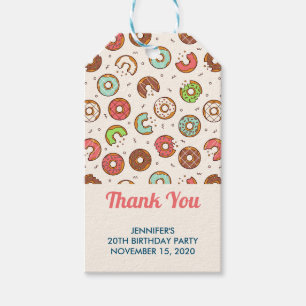 Retro Style Cute Colourful Doughnut Pattern Thank  Gift Tags