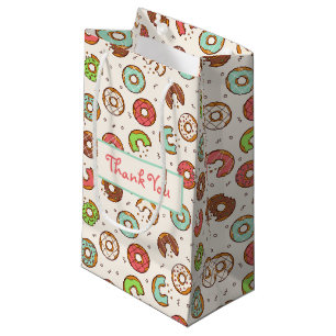 Retro Style Cute Colourful Doughnut Pattern Thank  Small Gift Bag