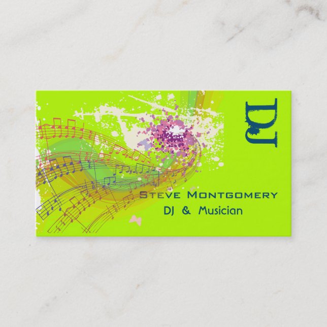 Retro Style Dj and Musician Business Card (Front)