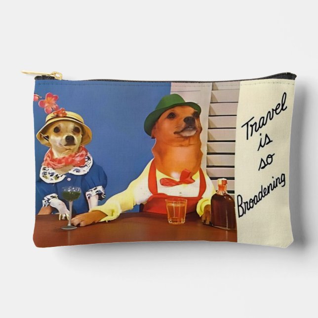 Retro Style Dog Travel Toiletry Bag (Front)
