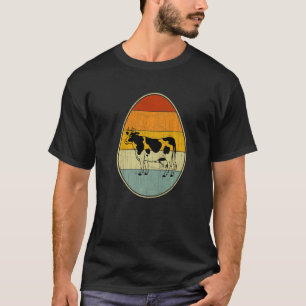 Retro Style Easter Egg Graphic Easter Day Cow T-Shirt