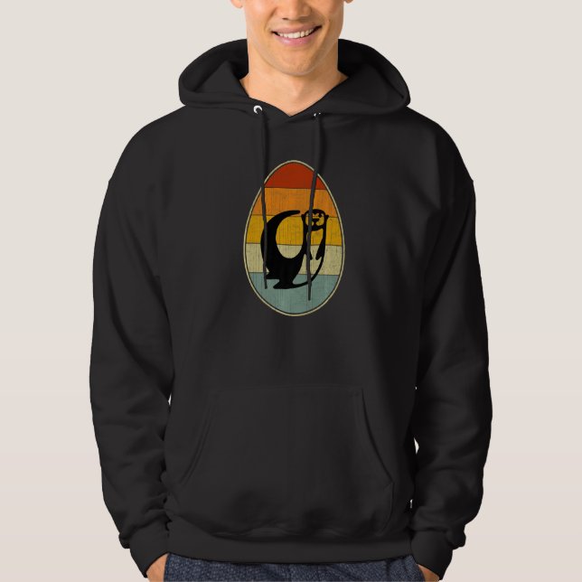 Retro Style Easter Egg Graphic  Easter Day Otter Hoodie (Front)