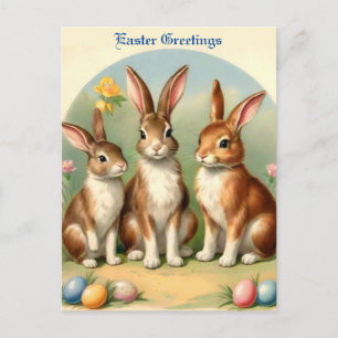 Retro Style Easter Greetings Postcard