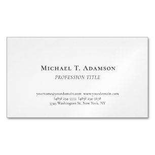 Retro Style Elegant Plain Simple Black & White Magnetic Business Card