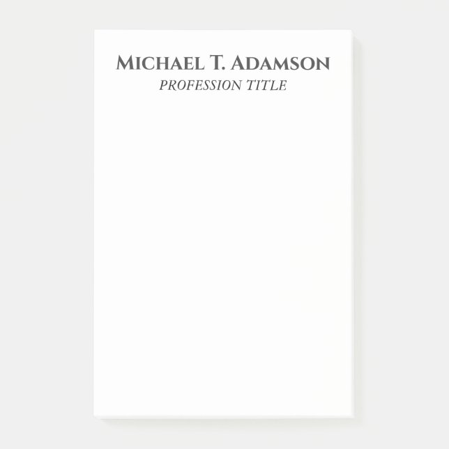 Retro Style Elegant Plain Simple Black & White Post-it Notes (Front)