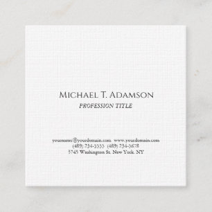 Retro Style Elegant Plain Simple Black & White Square Business Card