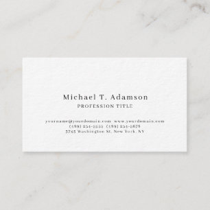 Retro Style Elegant Plain Simple White Business Card