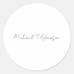 Retro Style Elegant Plain Simple White Calligraphy Classic Round Sticker