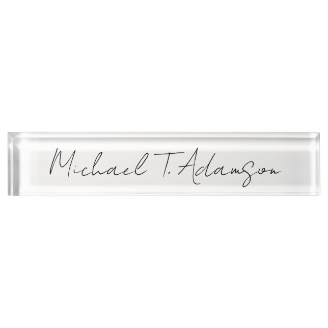 Retro Style Elegant Plain Simple White Calligraphy Nameplate (Front)