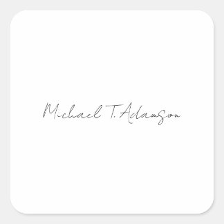 Retro Style Elegant Plain Simple White Calligraphy Square Sticker