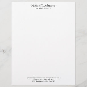 Retro Style Elegant Plain Simple White Custom Letterhead
