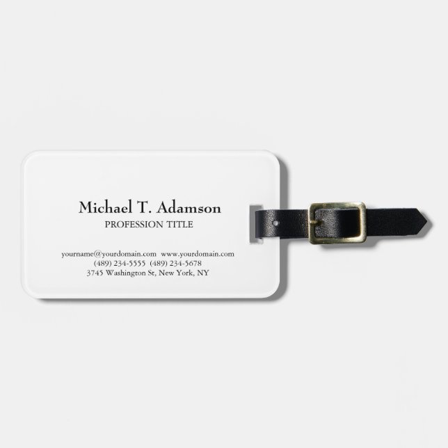 Retro Style Elegant Plain Simple White Luggage Tag (Front Horizontal)