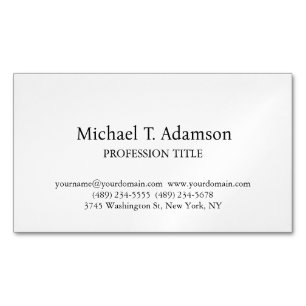 Retro Style Elegant Plain Simple White Magnetic Business Card