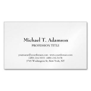 Retro Style Elegant Plain Simple White Magnetic Business Card