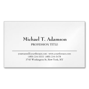 Retro Style Elegant Plain Simple White Magnetic Business Card