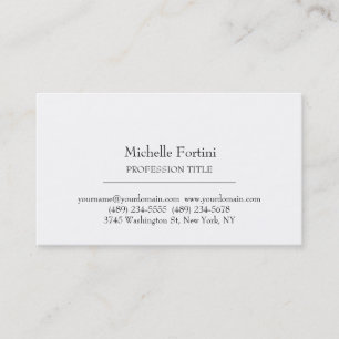 Retro Style Elegant Plain Simple White Minimalist Business Card