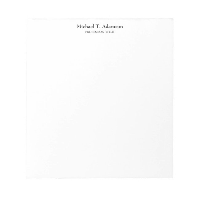 Retro Style Elegant Plain Simple White Notepad (Front)