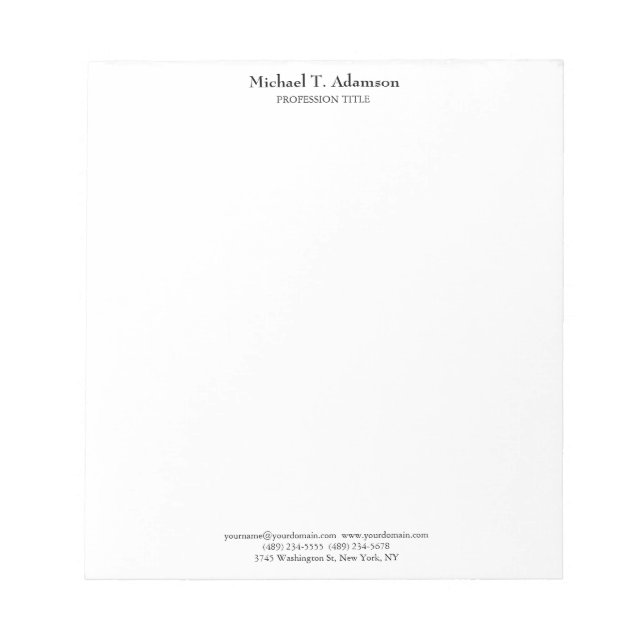 Retro Style Elegant Plain Simple White Notepad (Front)