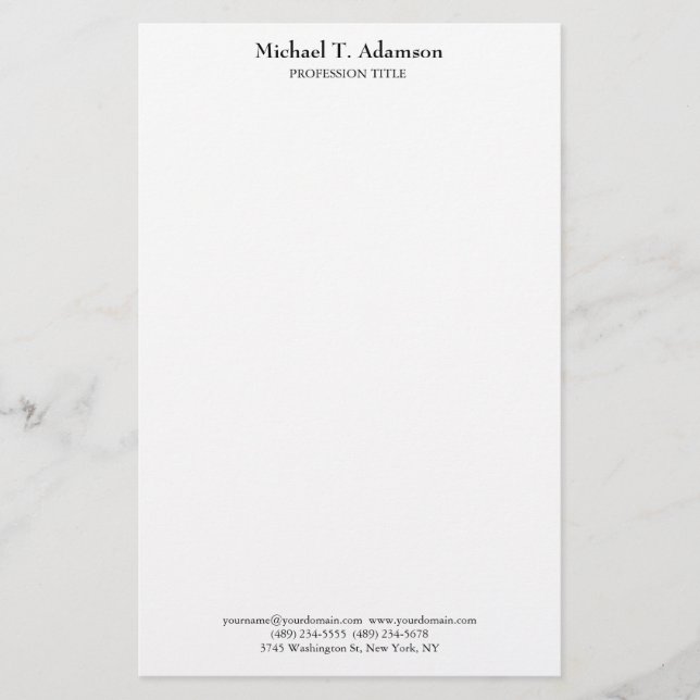 Retro Style Elegant Plain Simple White Stationery (Front)