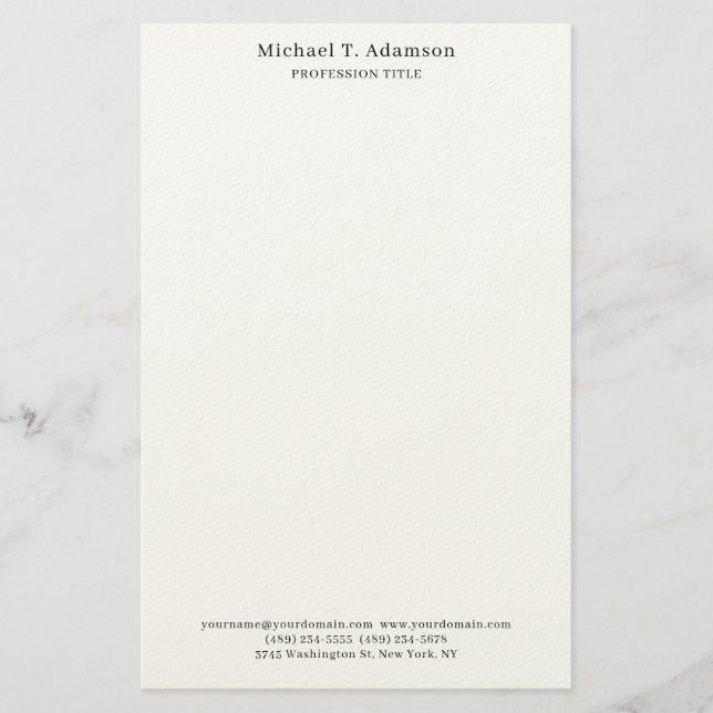 Retro Style Elegant Plain Simple White Stationery (Front)