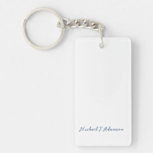 Retro Style Elegant Plain White Calligraphy Name Key Ring