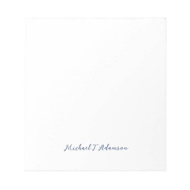 Retro Style Elegant Plain White Calligraphy Name Notepad (Front)